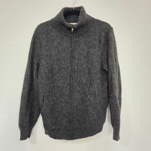 Simply Natural 100% Alpaca Wool Full Zip Cardigan Sweater Charcoal Gray Mens M